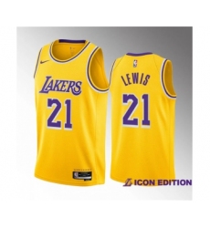 Men's Los Angeles Lakers #21 Maxwell Lewis Yellow 2023 Draft Icon Edition Stitched Basketball Jersey