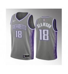 Men's Sacramento Kings #18 Jalen Slawson Gray 2023 Draft City Edition Stitched Jersey