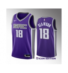 Men's Sacramento Kings #18 Jalen Slawson Purple 2023 Draft Icon Edition Stitched Jersey