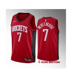 Men's Houston Rockets #7 Cam Whitmore Red 2023 Draft Icon Edition Stitched Basketball Jersey