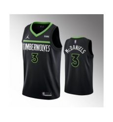 Men's Minnesota Timberwolves #3 Jaden McDaniels Black Statement Edition Stitched Jersey