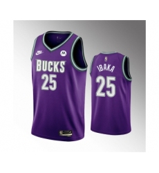 Men's Milwaukee Bucks #25 Serge Ibaka 2022-23 Purple Classic Edition Swingman Stitched Basketball Jersey