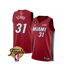 Men's Miami Heat #31 Max Strus Red 2023 Finals Statement Edition With NO.6 Stitched Basketball Jersey