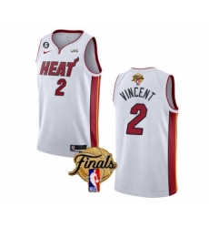 Men's Miami Heat #2 Gabe Vincent White 2023 Finals Association Edition With NO.6 Stitched Basketball Jersey