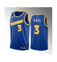 Men's Golden State Warriors #3 Chris Paul Blue Classic Edition Stitched Basketball Jersey