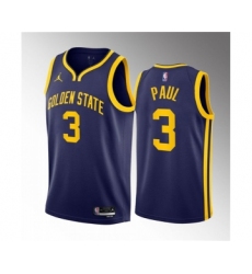 Men's Golden State Warriors #3 Chris Paul Navy Statement Edition Stitched Basketball Jersey