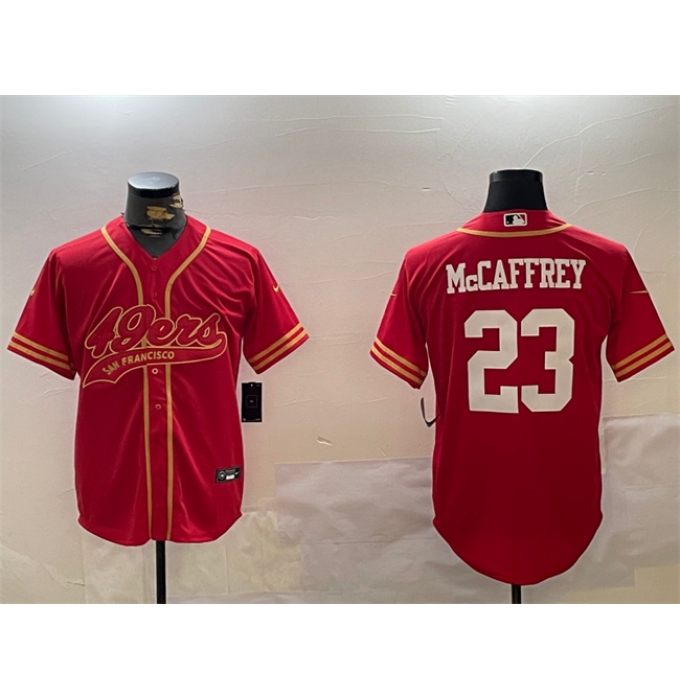 Men's San Francisco 49ers #23 Christian McCaffrey Red Cool Base Stitched Baseball Jersey