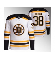 Men's Boston Bruins #38 Patrick Brown White Stitched Jersey