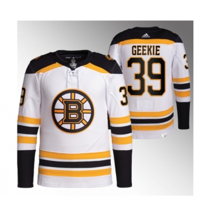 Men's Boston Bruins #39 Morgan Geekie White Stitched Jersey