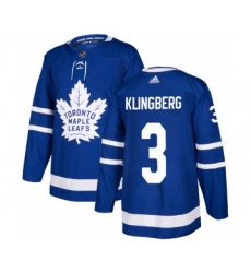 Men's Toronto Maple Leafs #3 John Klingberg Blue Stitched Jersey