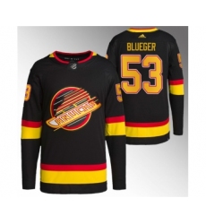 Men's Vancouver Canucks #53 Teddy Blueger Black Retro Stitched Jersey