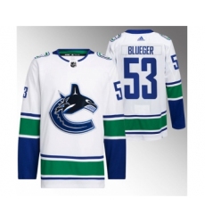 Men's Vancouver Canucks #53 Teddy Blueger White Retro Stitched Jersey