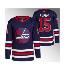 Men's Winnipeg Jets #15 Rasmus Kupari 2021-22 Navy Stitched Jersey