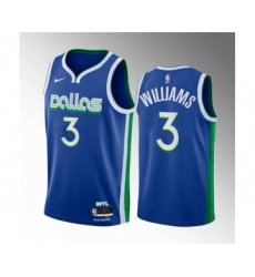 Men's Dallas Mavericks #3 Grant Williams Blue City Edition Stitched Basketball Jersey