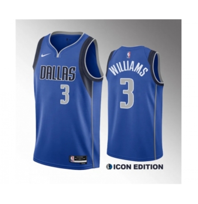 Men's Dallas Mavericks #3 Grant Williams Blue Icon Edition Stitched Basketball Jersey