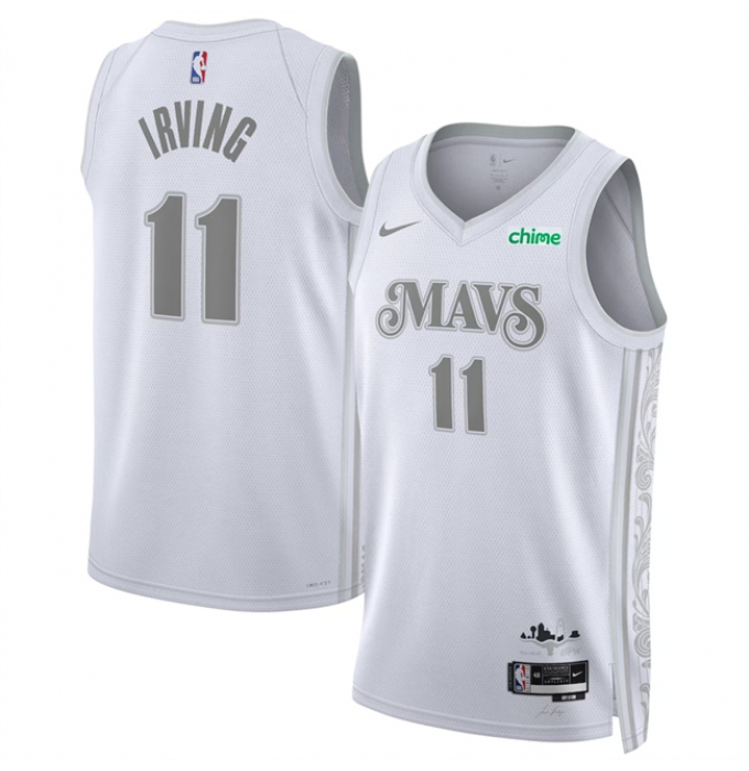 Men's Dallas Mavericks #11 Kyrie Irving White 2024-25 City Edition Stitched Basketball Jersey