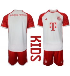 kids Bayern Munich Blank 2023-24 White Home Soccer Jersey