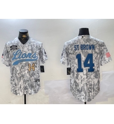 Men's Detroit Lions #14 Amon-Ra St. Brown 2024 Arctic Camo Salute To Service Stitched Baseball Jerseys