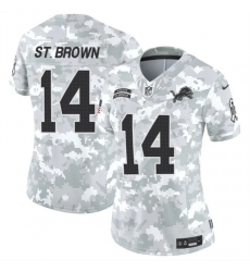 Women's Detroit Lions #14 Amon-Ra St. Brown 2024 F.U.S.E Arctic Camo Salute To Service Limited Stitched Jersey(Run Small)