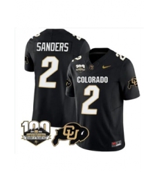 Men's Colorado Buffaloes #2 Sanders Black Vapor Stitched Jersey - 100th Seasons At Folsom Field