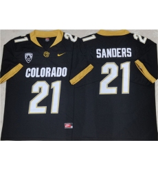 Men's Colorado Buffaloes #21 Shilo Sanders Black 2023 With PAC-12 Patch Stitched Football Jersey