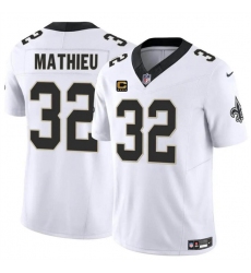 Men's New Orleans Saints #32 Tyrann Mathieu White 2024 F.U.S.E With 4-Star C Vapor Limited Stitched Football Jersey