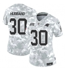 Women's Carolina Panthers #30 Chuba Hubbard 2024 F.U.S.E Arctic Camo Salute To Service Limited Stitched Football Jersey(Run Small)