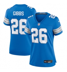 Women's Detroit Lions #26 Jahmyr Gibbs Blue Stitched Jersey(Run Smaller)
