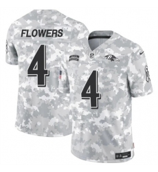 Men's Baltimore Ravens #4 Zay Flowers 2024 F.U.S.E. Arctic Camo Salute to Service Limited Football Stitched Jersey