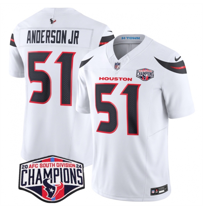 Men's Houston Texans #51 Will Anderson Jr. White F.U.S.E. 2024 AFC South Division Champions Vapor Limited Stitched Football Jersey