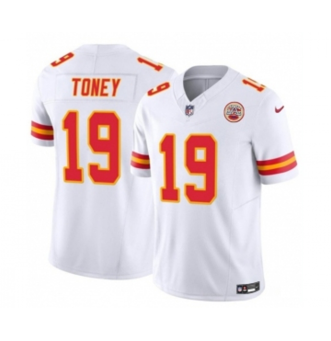 Men's Nike Kansas City Chiefs #19 Kadarius Toney White 2023 F.U.S.E. Vapor Untouchable Limited Football Stitched Jersey