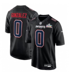 Men's New England Patriots #0 Christian Gonzalez Black Super Bowl LX Carbon Fashion Jersey