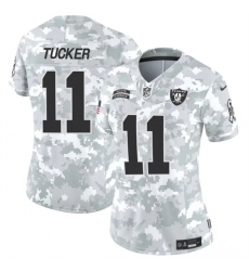 Women's Las Vegas Raiders #11 Tre Tucker 2024 F.U.S.E Arctic Camo Salute To Service Limited Stitched Jersey(Run Small)