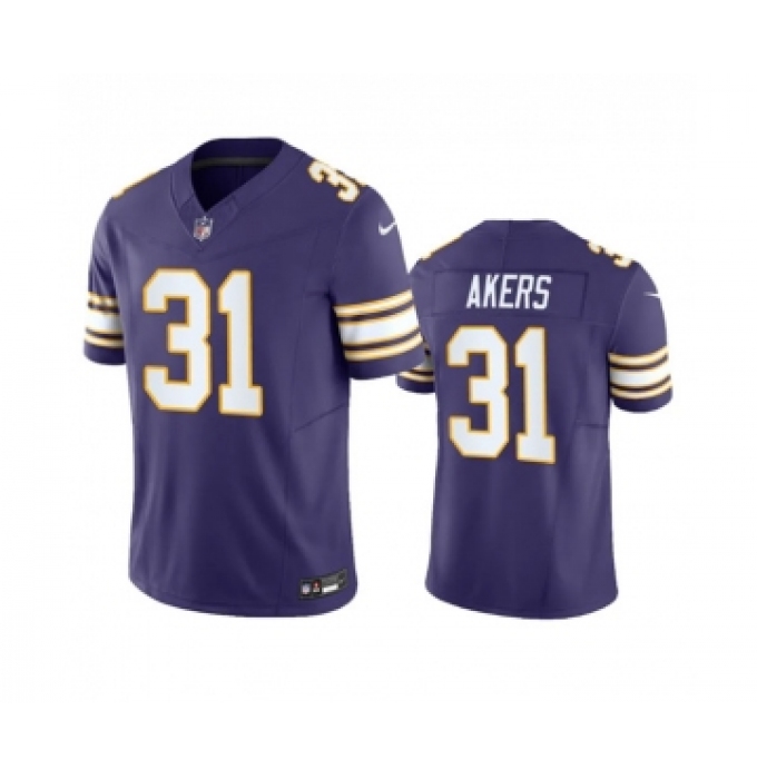 Men's Minnesota Vikings #31 Cam Akers Purple 2023 F.U.S.E. Vapor Throwback Limited Stitched Jersey