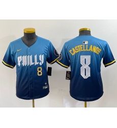 Women's Philadelphia Phillies #8 Nick Castellanos Blue 2024 City Connect Limited Stitched Jersey