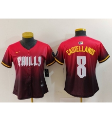 Women's Philadelphia Phillies #8 Nick Castellanos Red Red 2024 City Connect Limited Jersey