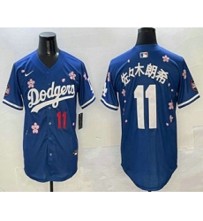 Men's Los Angeles Dodgers #11 佐々木朗希 Blue Japanese 2025 Tokyo Series Limited Jersey