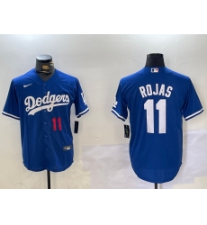 Men's Los Angeles Dodgers #11 Miguel Rojas Number Blue Cool Base Stitched Jersey