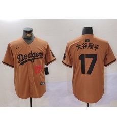 Men's Los Angeles Dodgers #17 太谷翔平 Brown Cool Base Stitched Baseball Jersey