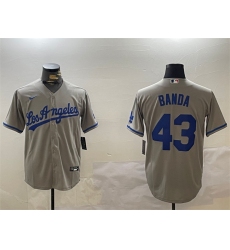 Men's Los Angeles Dodgers #43 Anthony Banda Grey Cool Base Stitched Baseball Jersey