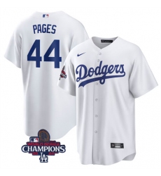 Men's Los Angeles Dodgers #44 Andy Pages White 2024 World Series Champions Cool Base Stitched Baseball Jersey