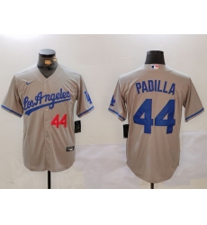 Men's Los Angeles Dodgers #44 Vicente Padilla Number Grey With los Cool Base Stitched Jersey