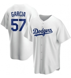 Men's Los Angeles Dodgers #57 Luis Garcia White Cool Base Stitched Baseball Jersey1