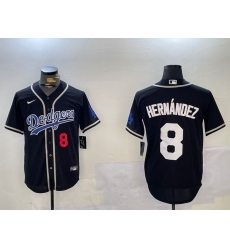 Men's Los Angeles Dodgers #8 Enrique Hernández Black Cool Base Stitched Baseball Jerseys