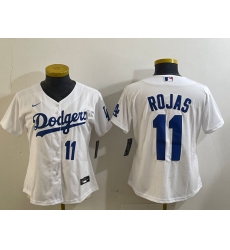 Women's Los Angeles Dodgers #11 Miguel Rojas Number White Cool Base Stitched Jerseys