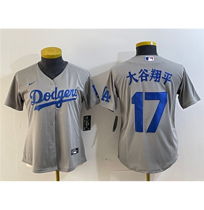 Women's Los Angeles Dodgers #17 大谷翔平 Gray Stitched Jerseys
