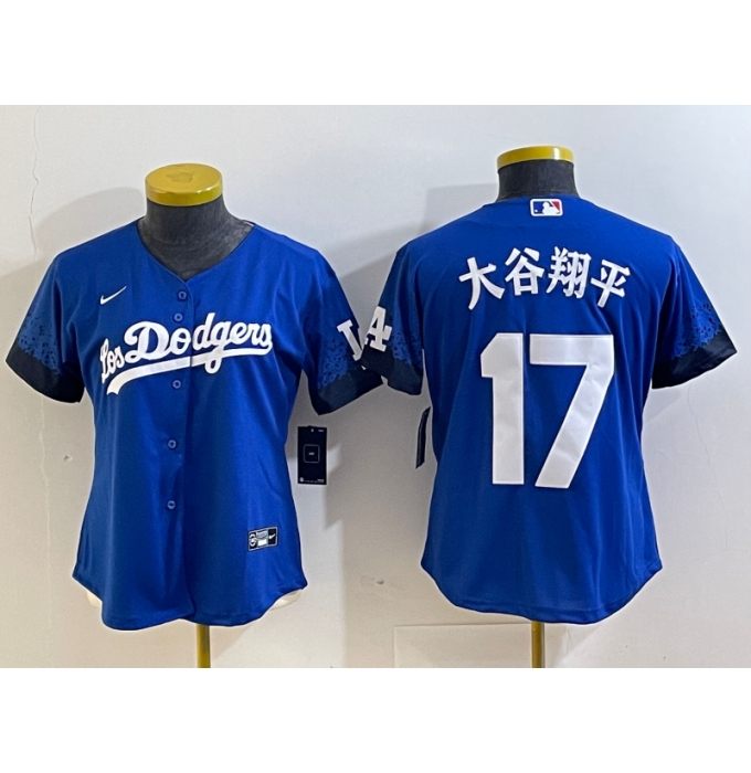 Women's Los Angeles Dodgers #17 大谷翔平 Royal City Connect Stitched Jersey