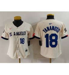 Women's Los Angeles Dodgers #18 Yoshinobu Yamamoto Number Cream 2024 City Connect Limited Stitched Jerseys