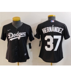 Women's Los Angeles Dodgers #37 Teoscar Hernandez Black Cool Base Stitched Jersey