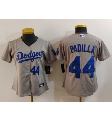 Women's Los Angeles Dodgers #44 Vicente Padilla Number Grey Cool Base Stitched Jerseys